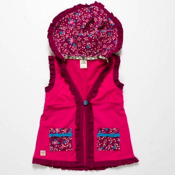SOLD//////Wildlfowers Fuchsia Vest Detachable Hood 8/9 - Picture 1 of 4